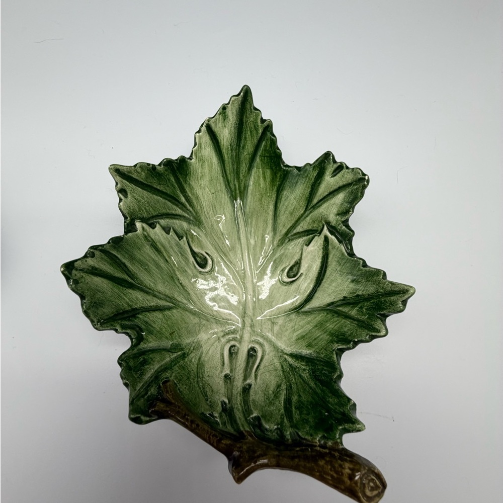 Green Leaf Ceramic Wall Art Plaque